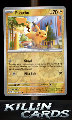 Reverse Holofoil Pikachu - 018/091 018/091 Pokemon Common SV: Paldean Fates Card - Image 1