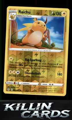 Reverse Holofoil Raichu 050/203 Pokemon Holo Rare SWSH07: Evolving Skies Card NM - Image 1