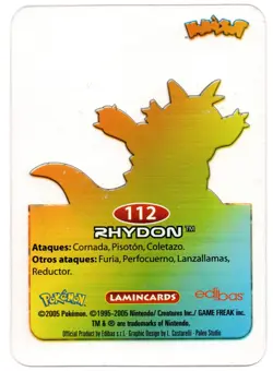 RHYDON #112 LAMINCARD COLECCION POKEMON LAMINCARDS 2005 EDIBAS (USADA) - Image 2