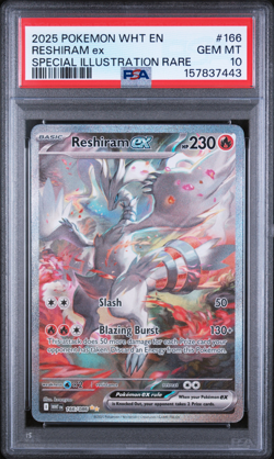 Pokemon Reshiram Ex White Flare Special Illustration Rare #166 PSA 10 Gem Mint - Image 1
