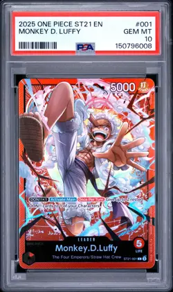 2025 ONE PIECE ST21 #001 GEAR 5 MONKEY D. LUFFY LEADER ENGLISH PSA 10 GEM MINT - Image 1