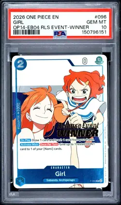 2026 ONE PIECE OP14 #096 AZURE SEA'S SEVEN GIRL RELEASE EVENT WINNER PSA 10 - Image 1