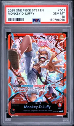 2025 ONE PIECE ST21 #001 GEAR 5 MONKEY D. LUFFY LEADER ENGLISH PSA 10 GEM MINT - Image 1