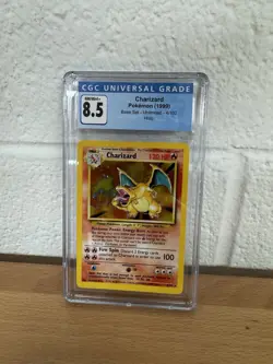 1999 Pokemon Charizard Base Set Unlimit Holo 4/102 CGC Graded 8.5 Old Blue Label - Image 2