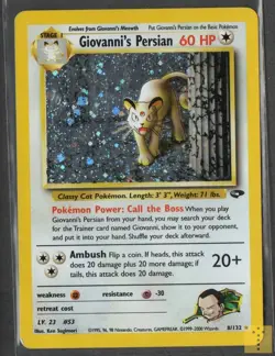 Giovanni's Persian 8/132 Holo Rare Gym Challenge Pokemon Moderately Played - Image 1