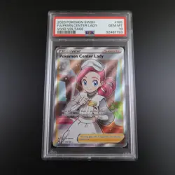 PSA 10 Pokemon Center Lady 185/185 Trainer Vivid Voltage Graded Pokemon Card - Image 1