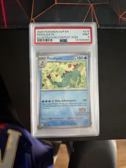 Pokemon TCG Feraligatr SVP 213 Black Star Promo Illustration Contest 2024 PSA 9 - Image 1
