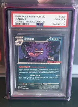 Pokemon Gengar 050/088 GameStop Promo Exclusive Cosmos Holo PSA 10, Metal slab - Image 1