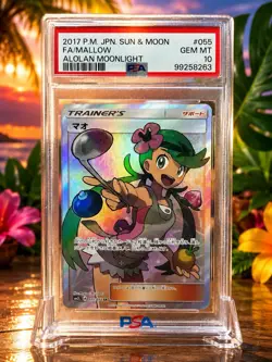 Pokemon Japanese SM2L Alolan Moonlight Mallow 055/050 Full Art Holo PSA 10 - Image 1