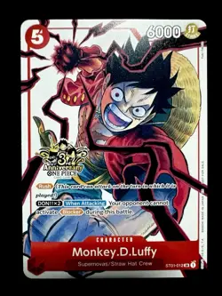 One Piece Monkey.D.Luffy ST01-012 3rd Anniversary Rush 6000 Power 5 Cost - Image 1