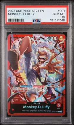2025 ONE PIECE STARTER DECK ST21-EX GEAR 5 #001 MONKEY D. LUFFY PSA 10 - Image 1