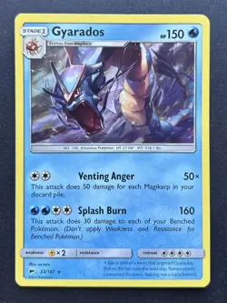 Pokemon Card Gyarados Burning Shadows Holo Rare 33/147 MP - Image 1