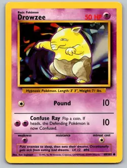 Drowzee 49/102 Common Base Set Unlimited Pokemon Lightly Played - Image 1