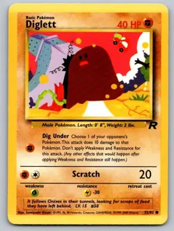 Diglett 52/82 Common Team Rocket Pokemon Unlimited Lightly Played - Image 1