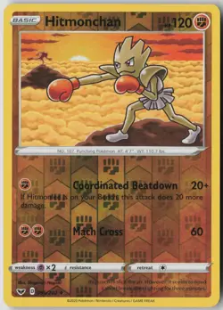 Hitmonchan 095/202 Uncommon Sword & Shield Pokemon Reverse Holo Lightly Played - Image 1