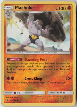 Machoke 64/145 Uncommon Guardians Rising Pokemon Reverse Holo Moderately Played - Image 1