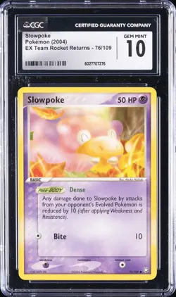 2004 POKEMON EX TEAM ROCKET RETURNS #76 SLOWPOKE CGC 10 GEM MINT - Image 1