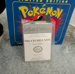 Pokemon Charizard 23K Gold Plated Trading Card #06 Burger King 1999 PokeBall COA - Image 3