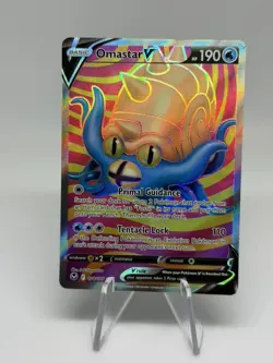 Omastar V 174/195 SWSH12: Silver Tempest Ultra Rare Full Art Holo Pokemon NM - Image 1