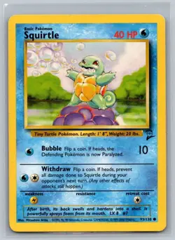 Squirtle 93/130 Common Base Set 2 Pokemon Lightly Played - Image 1