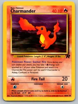 Charmander 50/82 Common Team Rocket Pokemon Unlimited Lightly Played - Image 1