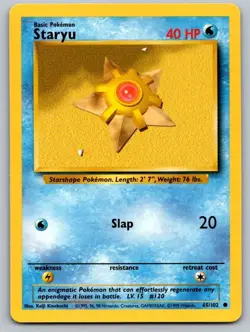 Staryu 65/102 Common Base Set Unlimited Pokemon Lightly Played - Image 1