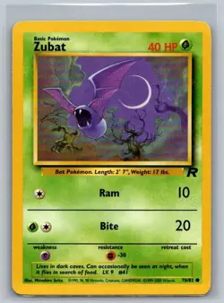 Zubat 70/82 Common Team Rocket Pokemon Unlimited Lightly Played - Image 1
