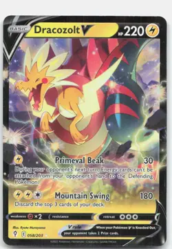 Dracozolt V 058/203 Holo V Rare Evolving Skies Pokemon Near Mint - Image 1