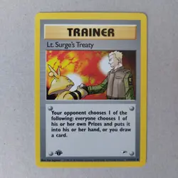 Lt. Surge’s Treaty 1st Edition Gym Heroes Set 112/132 Collectible Pokemon Card - Image 1