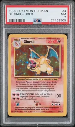 CHARIZARD German Glurak Base Set Holo Rare #4 PSA 7 Vintage Pokemon 1999 - Image 1