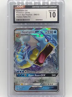 Pokemon 2019 Hidden Fates Tin Gyarados GX SM212 Black Star Promo CGC 10 Gem Mint - Image 1