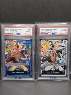 One Piece St22 Ace & Newgate Alt Art And Black & White Sequential Set Psa 10 - Image 1