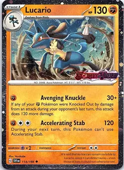Lucario (Scarlet & Violet Stamp) Holo Uncommon Cards & Products 114/198 NM - Image 1
