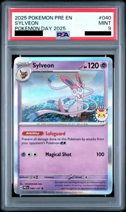 PSA 9 Sylveon #040 - Pokemon Day 2025 Stamped Promo Pokemon Card - Pokemon TCG - Image 1