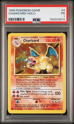 1999 POKEMON GAME #4 CHARIZARD-HOLO PSA 1 - Image 1