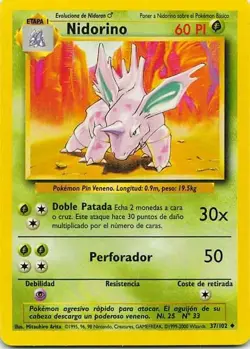 Nidorino (Spanish) 37/102 Base Set Uncommon NM Pokemon TCG - Image 1
