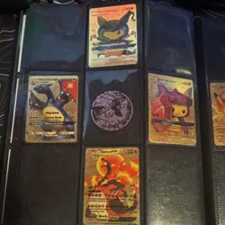 Pokemon TCG Pikachu & Charizard Gold Holo Card Lot - GX, Vmax, Binder Pages - Image 1