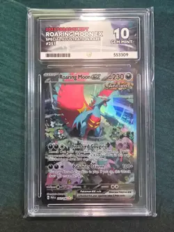 Roaring Moon ex 251/182 2023 Pokemon Paradox Rift SIR ACE 10 Gem Mint - Image 1