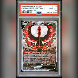 PSA 10 Galarian Moltres V 177/198 Alternate Art Chilling Reign SWSH 2021 Pokemon - Image 1