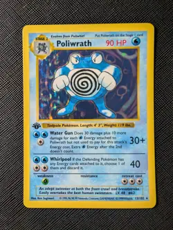 Pokemon Poliwrath 13/102 Base Set Shadowless 1st Ed Holo Rare English 1999 - Image 1