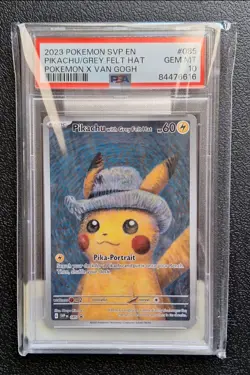 2023 Pokemon Pikachu Van Gogh Grey Felt Hat Promo SVP EN 85 PSA 10 - Image 1