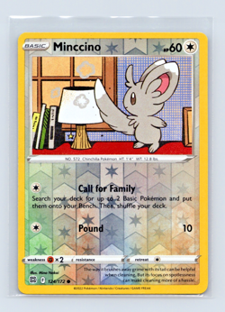 Minccino 124/172 Reverse Holo Common Brilliant Stars Pokemon TCG - Image 1