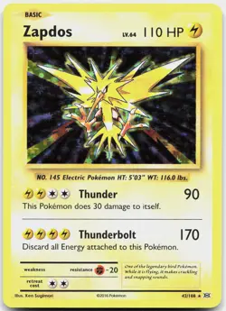 Zapdos 42/108 Holo Rare Evolutions Pokemon Holo Near Mint - Image 1
