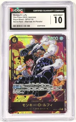 2024 One Piece Monkey D. Luffy Divine OP10-118 Alternate Art CGC 10 Gem Mint JP - Image 1