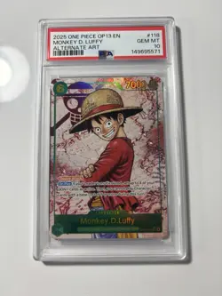PSA 10 Gem Mint Luffy OP13-118 2025 One Piece AA English Carrying On His Will - Image 1