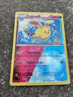 Pokemon Azumarill 77/114 XY Steam Siege Reverse Holo Card Shiny - Image 1