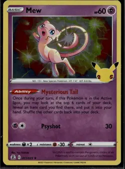 Mew Holo Rare Celebrations 011/025 Psychic Holo Pokemon Card - Image 1
