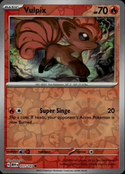 Vulpix Common SV: Scarlet & Violet 151 037/165 Fire Reverse Holo Pokemon Card - Image 1