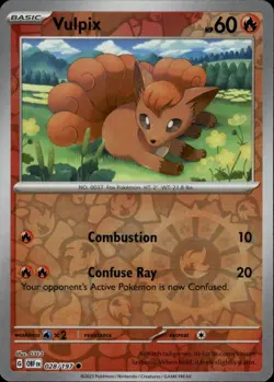 Vulpix Common SV03: Obsidian Flames 028/197 Fire Reverse Holo Pokemon Card - Image 1