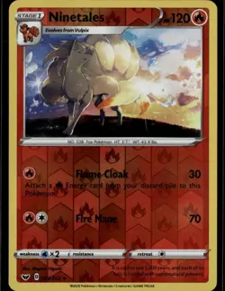 Ninetales Rare SWSH01: Sword & Shield Base Set 023/202 Fire Reverse Holo Pokemon - Image 1